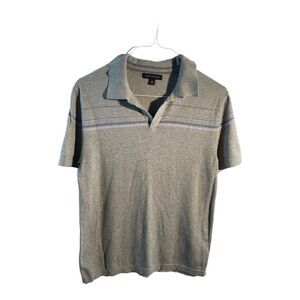 Men’s Banana Republic Gray Trendy Striped Knit Polo Shirt M